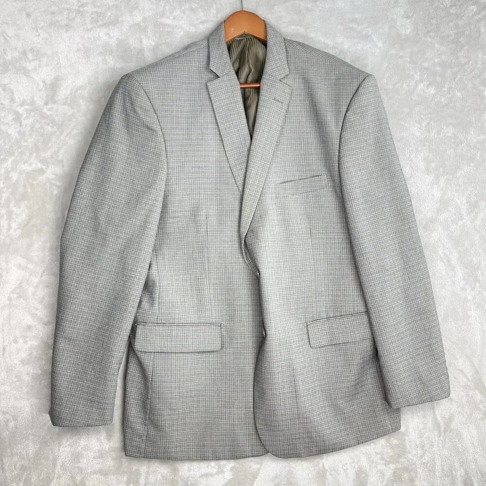 Bertolini Sport Coat Men's 48R Silk Wool Gray Plaid Super 140s Blazer Academia